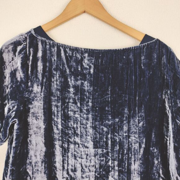 Floreat Anthropologie Dress Medium Blue Crushed Velvet Whimsigoth Dark Romance - Picture 12 of 15